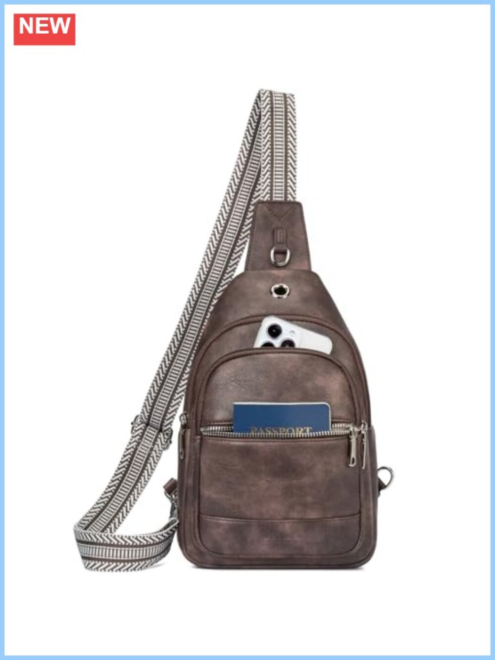 7L Sling Bag Crossbody Purse PU Leather Travel Organizer